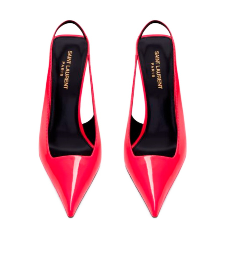 Saint Laurent Kiss 105 Patent Leather Slingback Pumps In Red