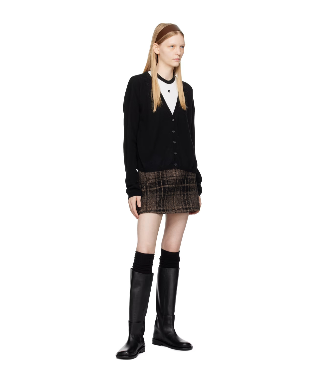 LOW CLASSIC CHECK-PATTERN WOOL-BLEND MINISKIRT