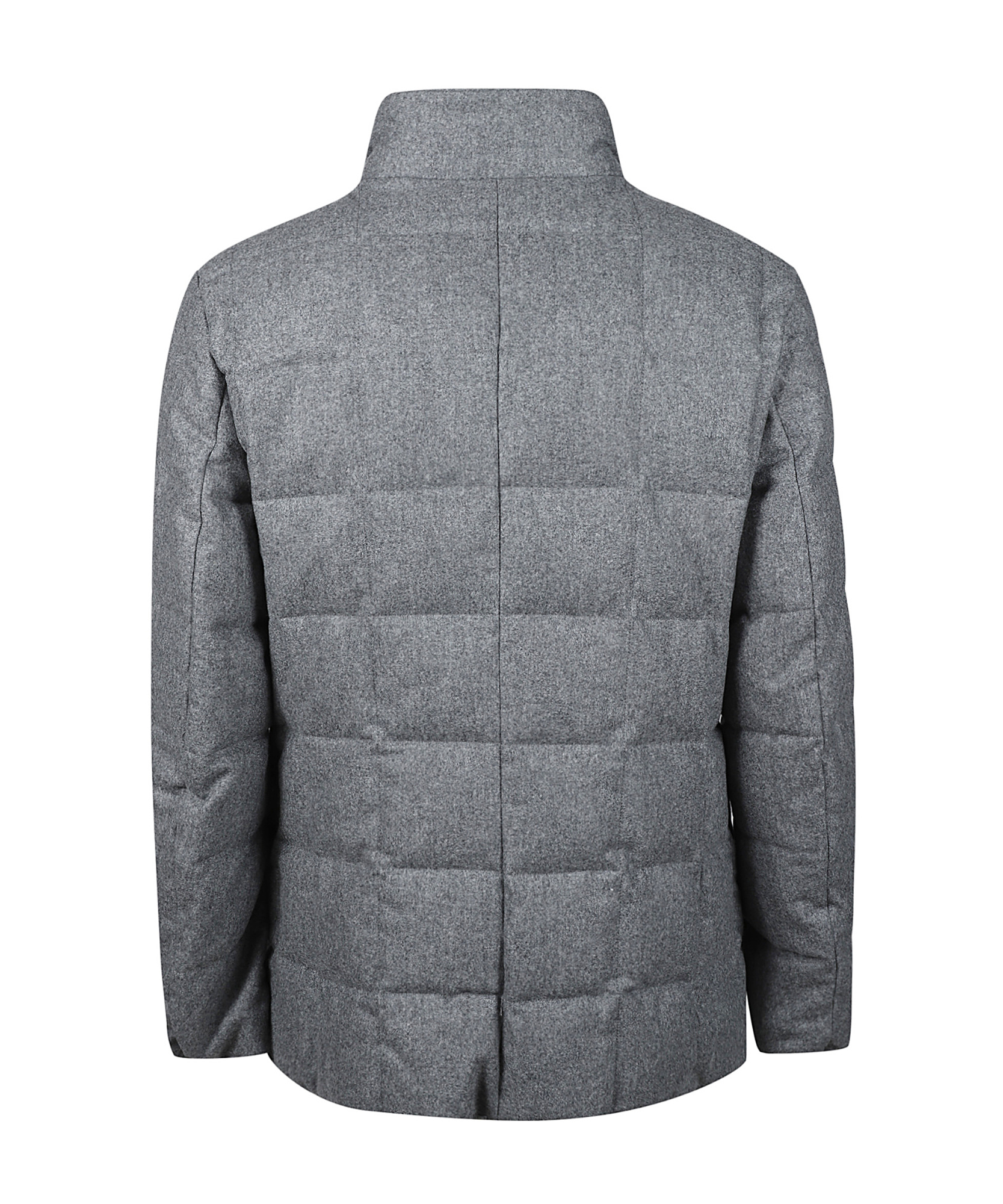 Fay Short Down Jacket In Carded Wool Flannel In Gray