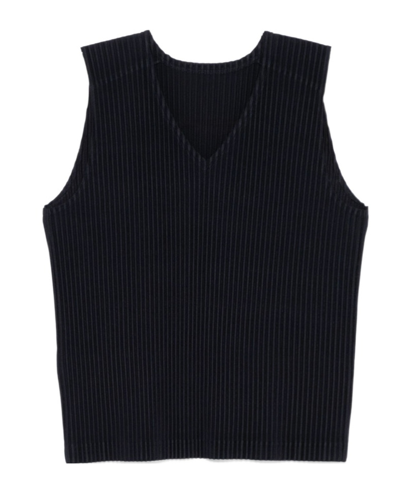 Issey Miyake Basics Pleated Vest In Black