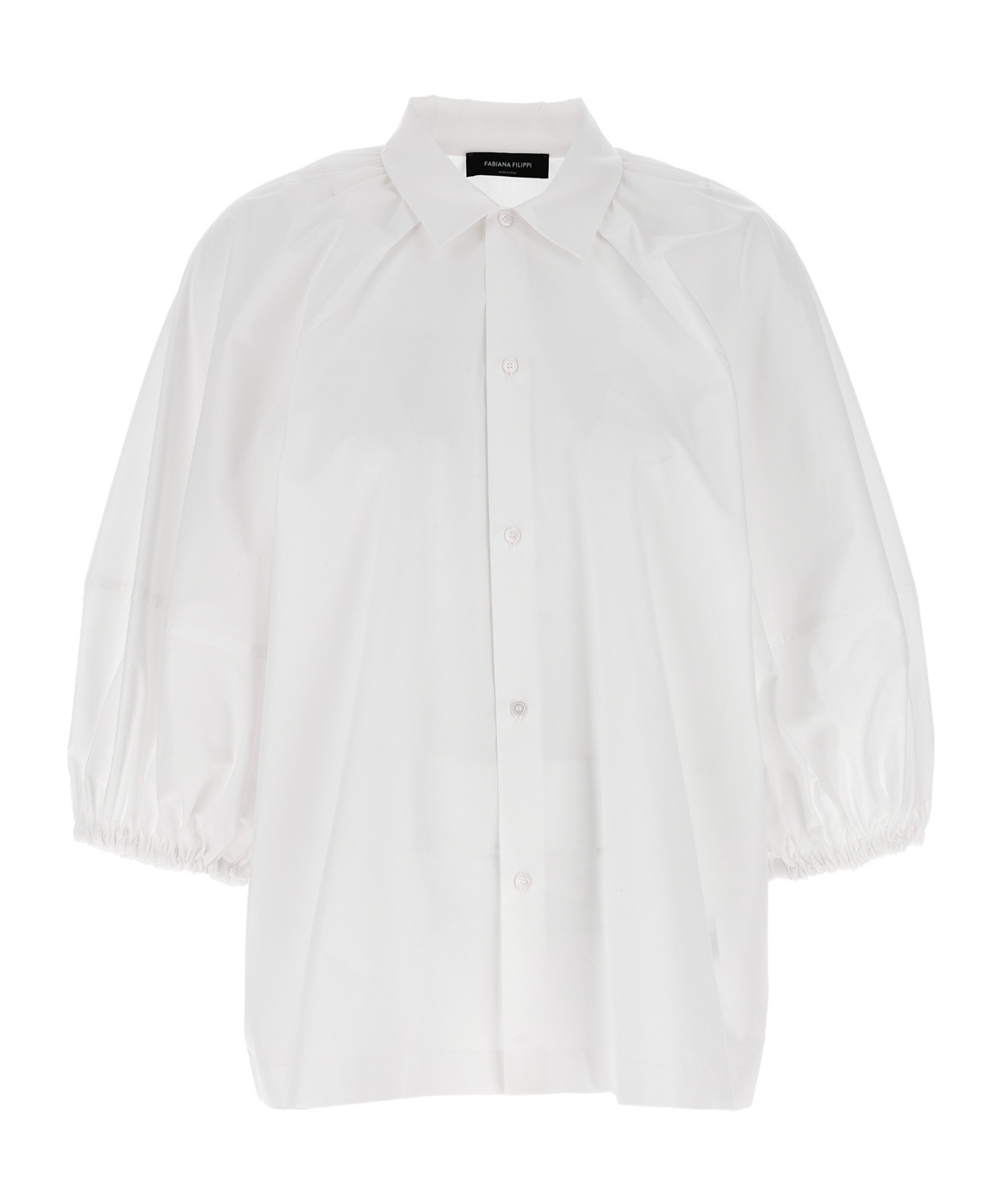 Fabiana Filippi Collared Neck Balloon Shirt With Raglan Sleeves In White