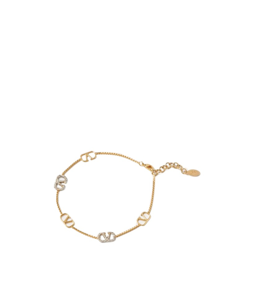 VALENTINO GARAVANI VLOGO SIGNATURE METAL AND SWAROVSKI CRYSTAL ANKLET