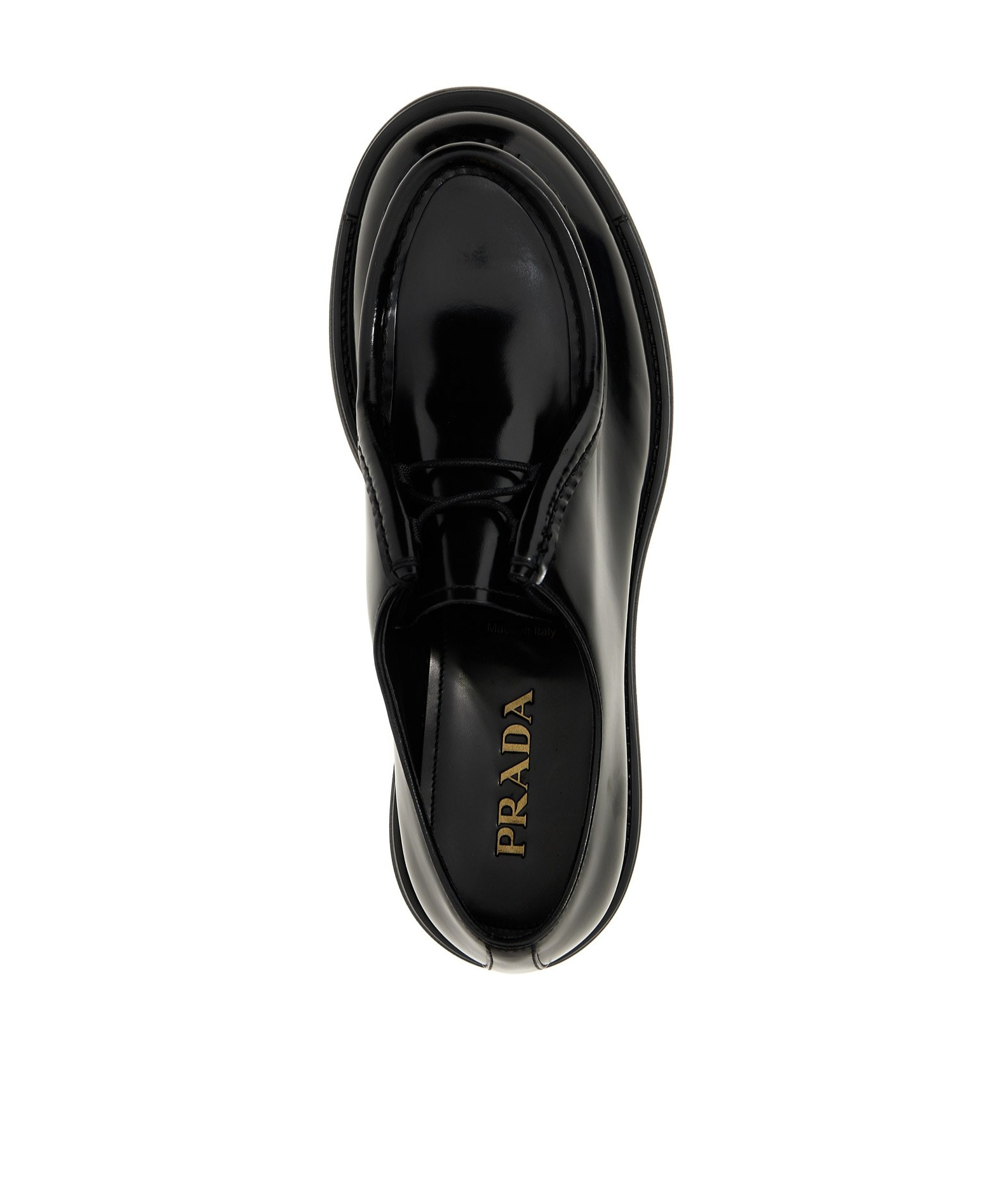 Shop Prada Round-toe Lace-up Shoes In Black