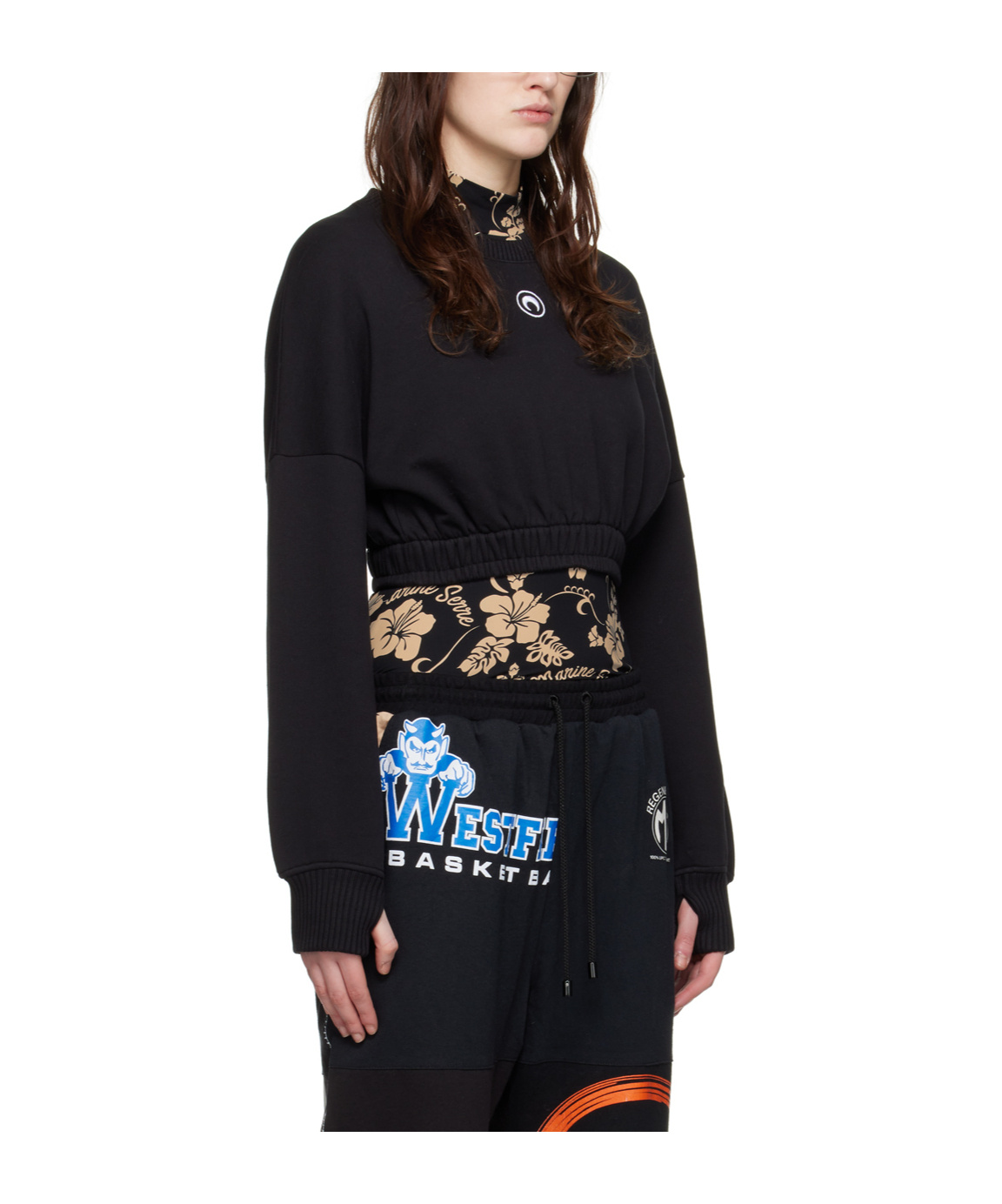 Marine Serre Cropped Pullover In Black