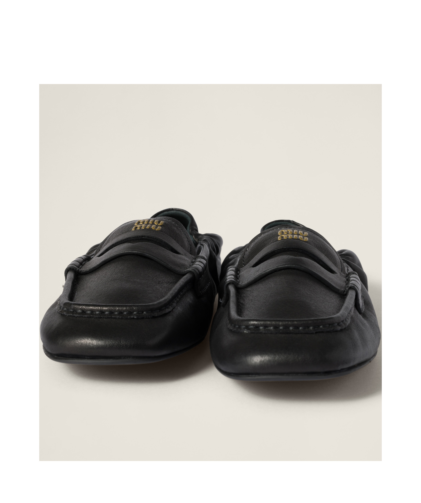 Miu Miu Women Logo Motif Leather Loafers In Black
