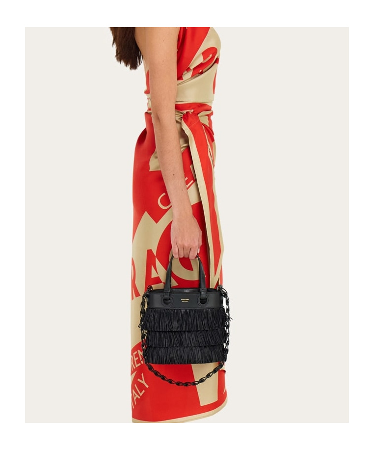 Ferragamo Fringed Tote Bag In Black
