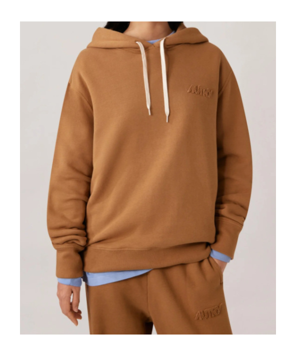 Autry Drawstring Hooded Knitwear With Ribbed Cuffs In Brown