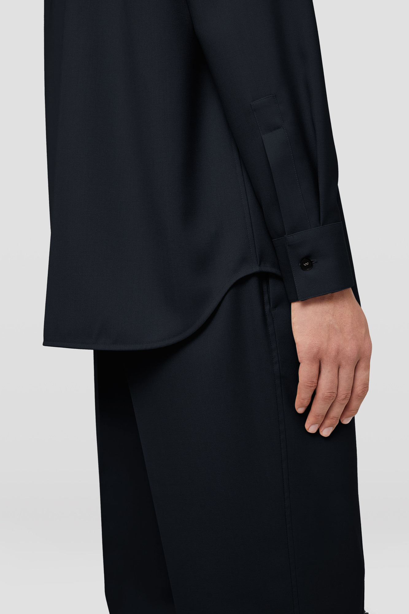 Jil Sander Long-sleeved Wool Shirt In Black