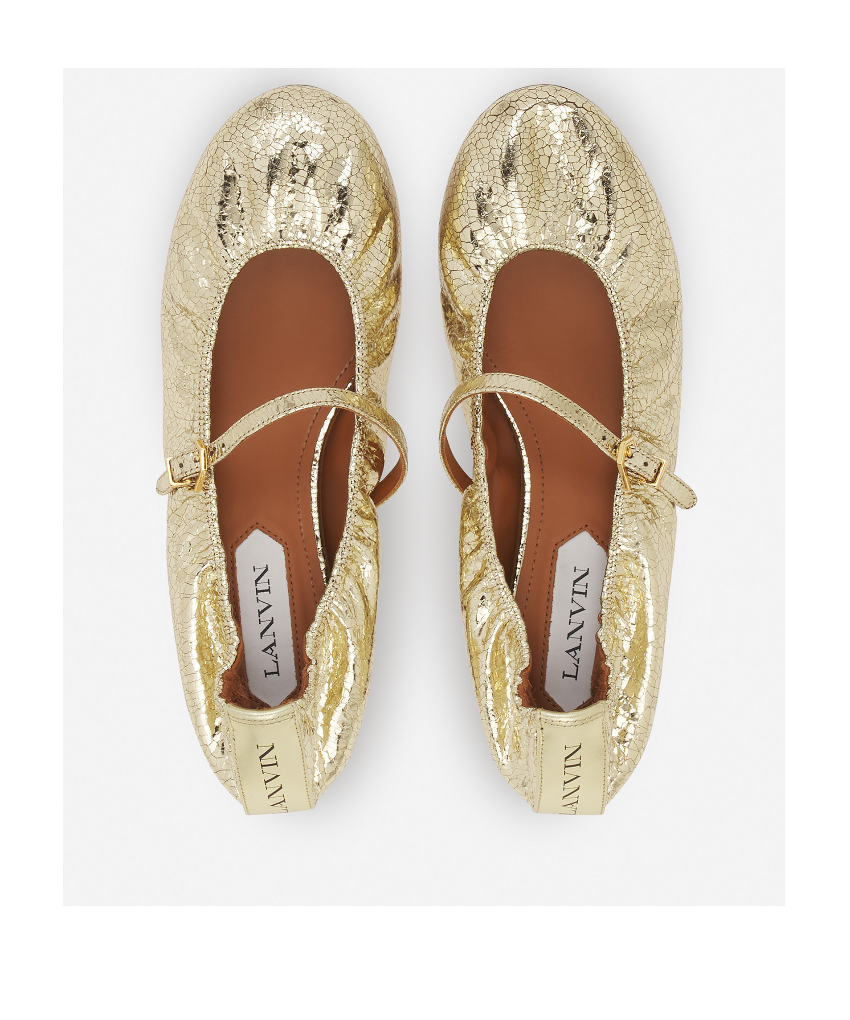 LANVIN LANVIN LOGO-TAG CRACKED BALLERINAS