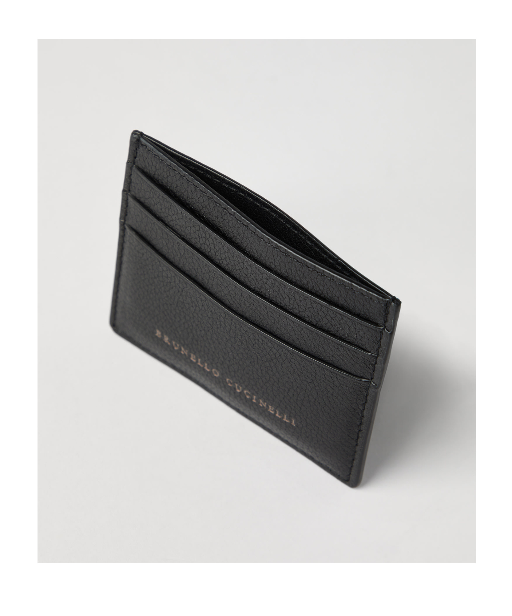 Brunello Cucinelli Grain Leather Card Holder In Black