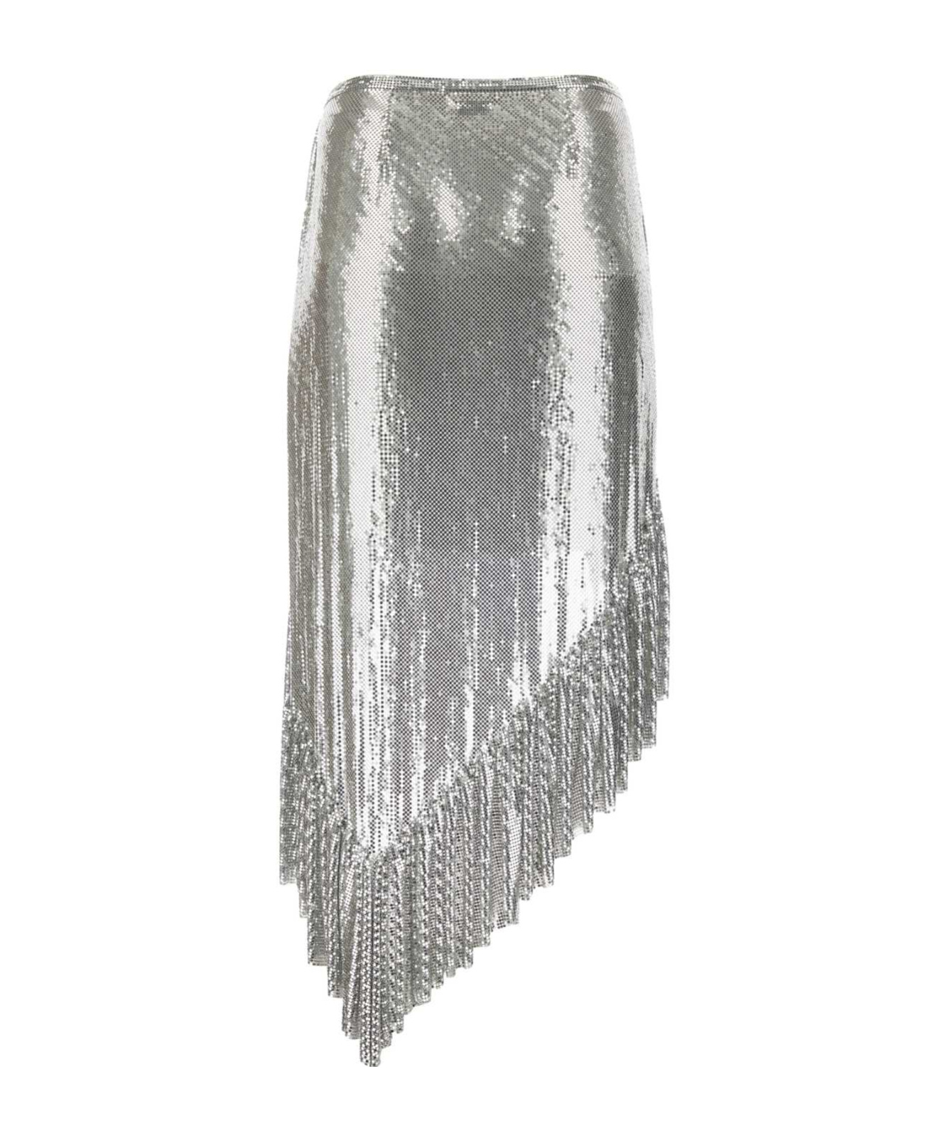 Rabanne Metallic Skirt With Chain Mail Detailing In Silver