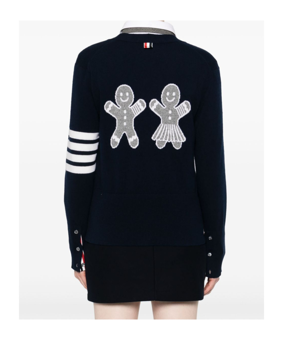 Thom Browne 4-bar Stripes Cashmere Cardigan In Black