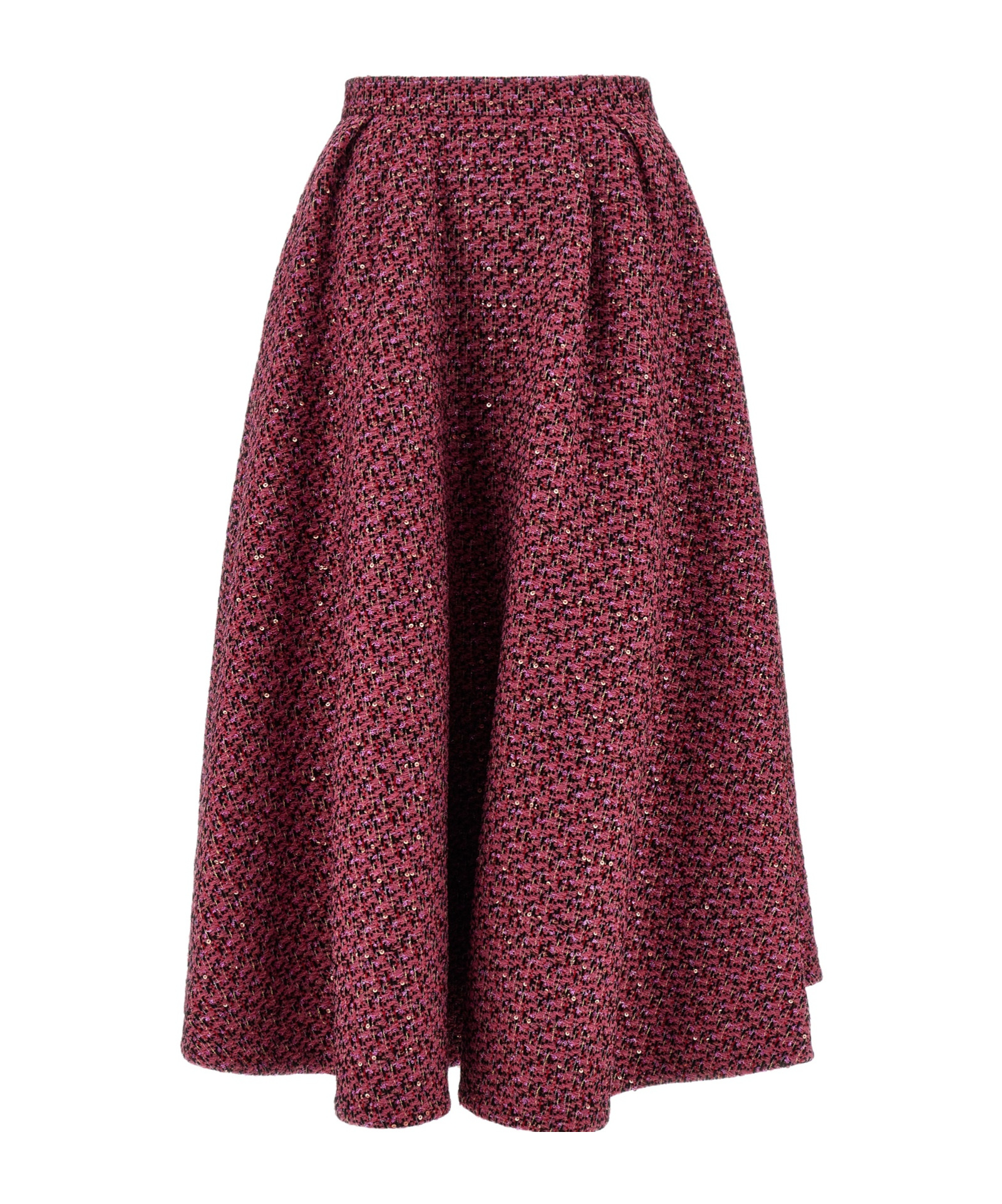 Alessandra Rich Wool-blend Tweed Embellished Midi Skirt In Red