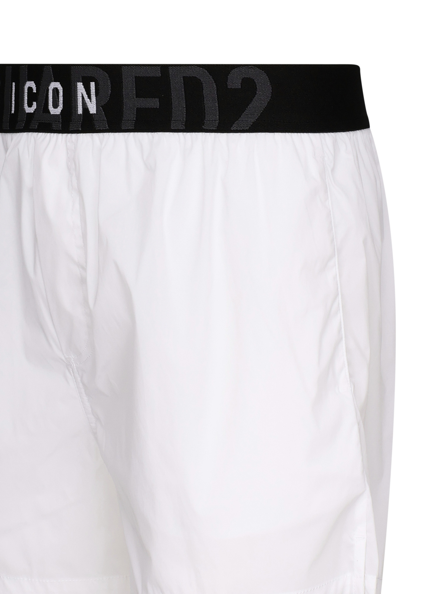 Dsquared2 White Logo Midi Waist Swim Shorts In White