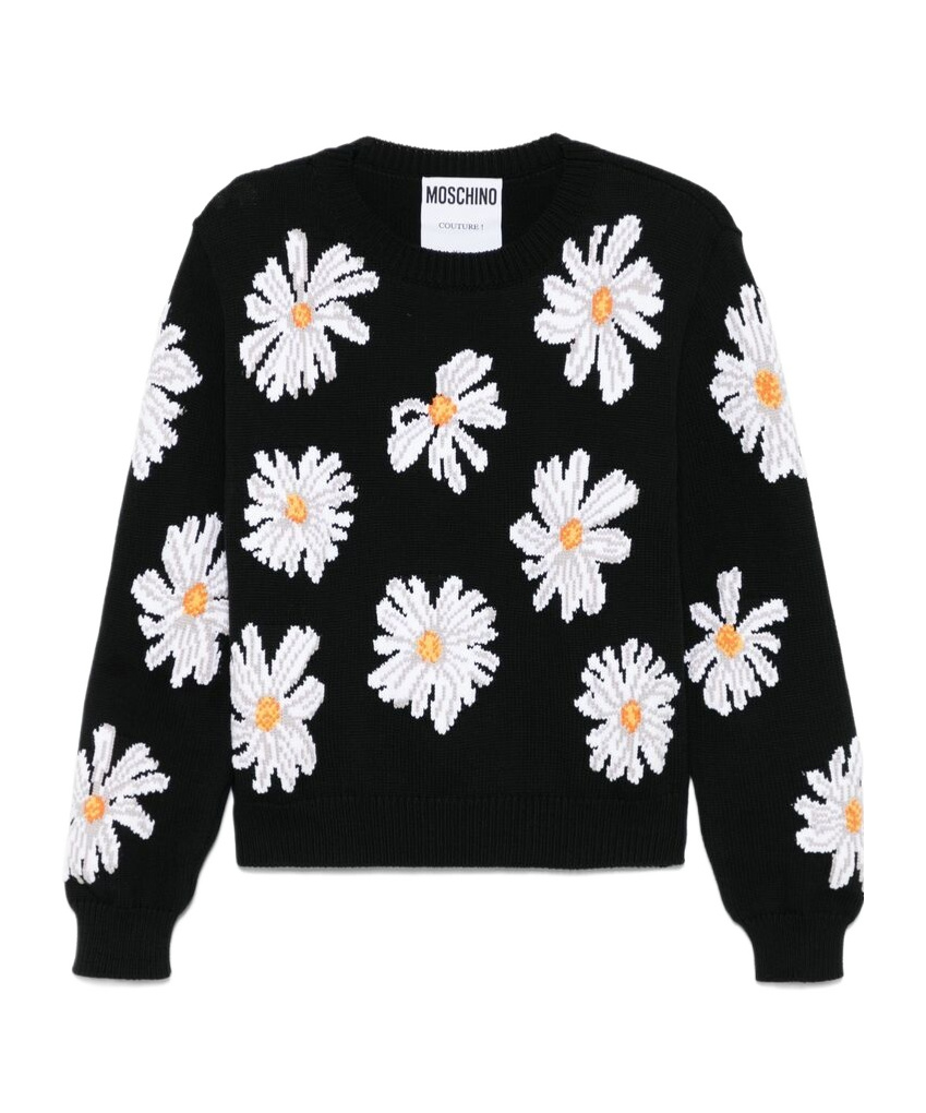 Moschino Floral Jacquard Sweater In Black