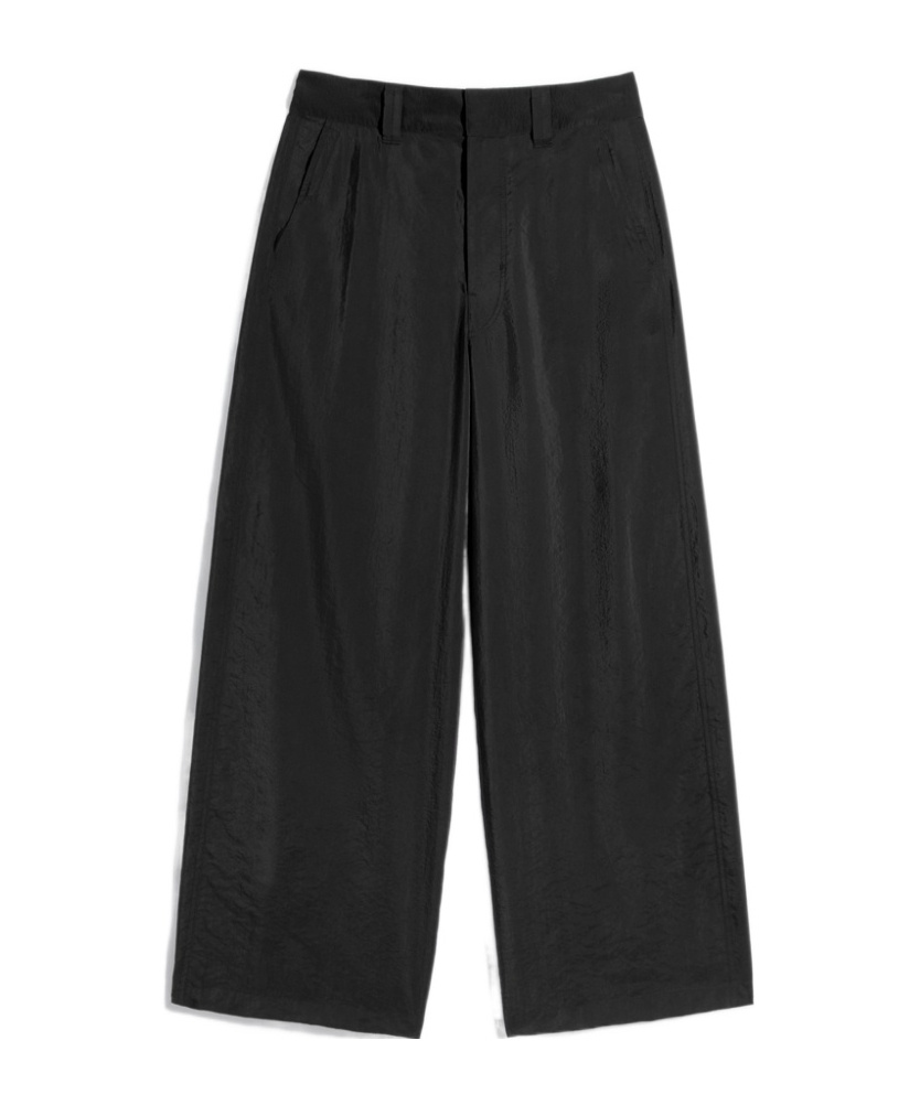 Lemaire Straight Tailored Pants In Dry Silk In Black