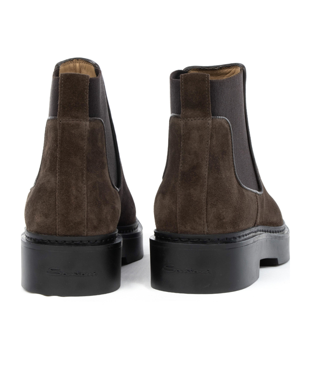 Santoni Round-toed Ankle Boots In Black