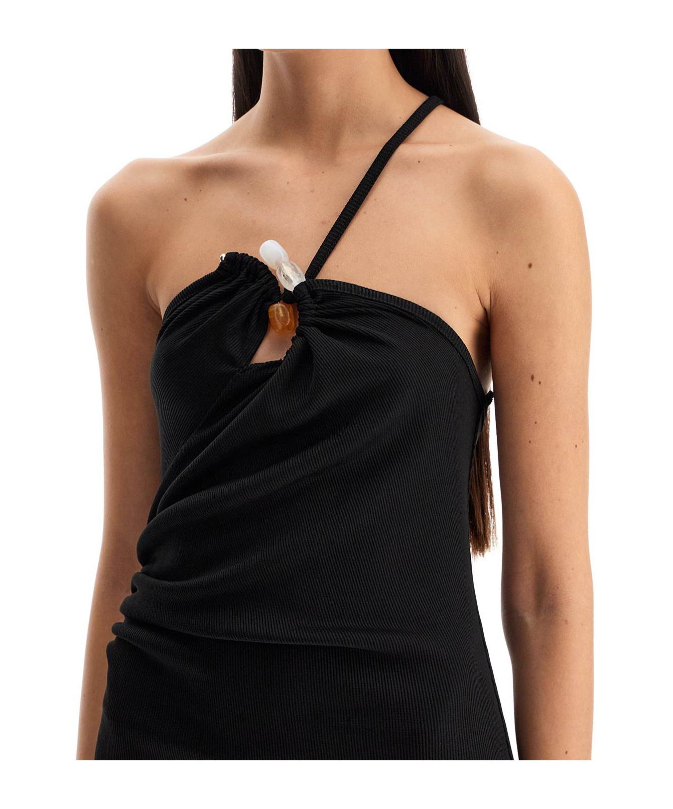 Christopher Esber Concave Stone One-shoulder Cami Maxi Dress In Black