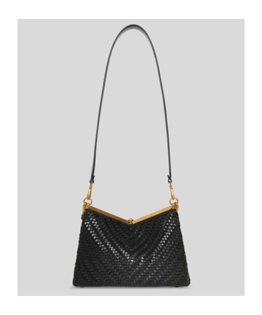 Etro Small Woven Vela Shoulder Bag In Black