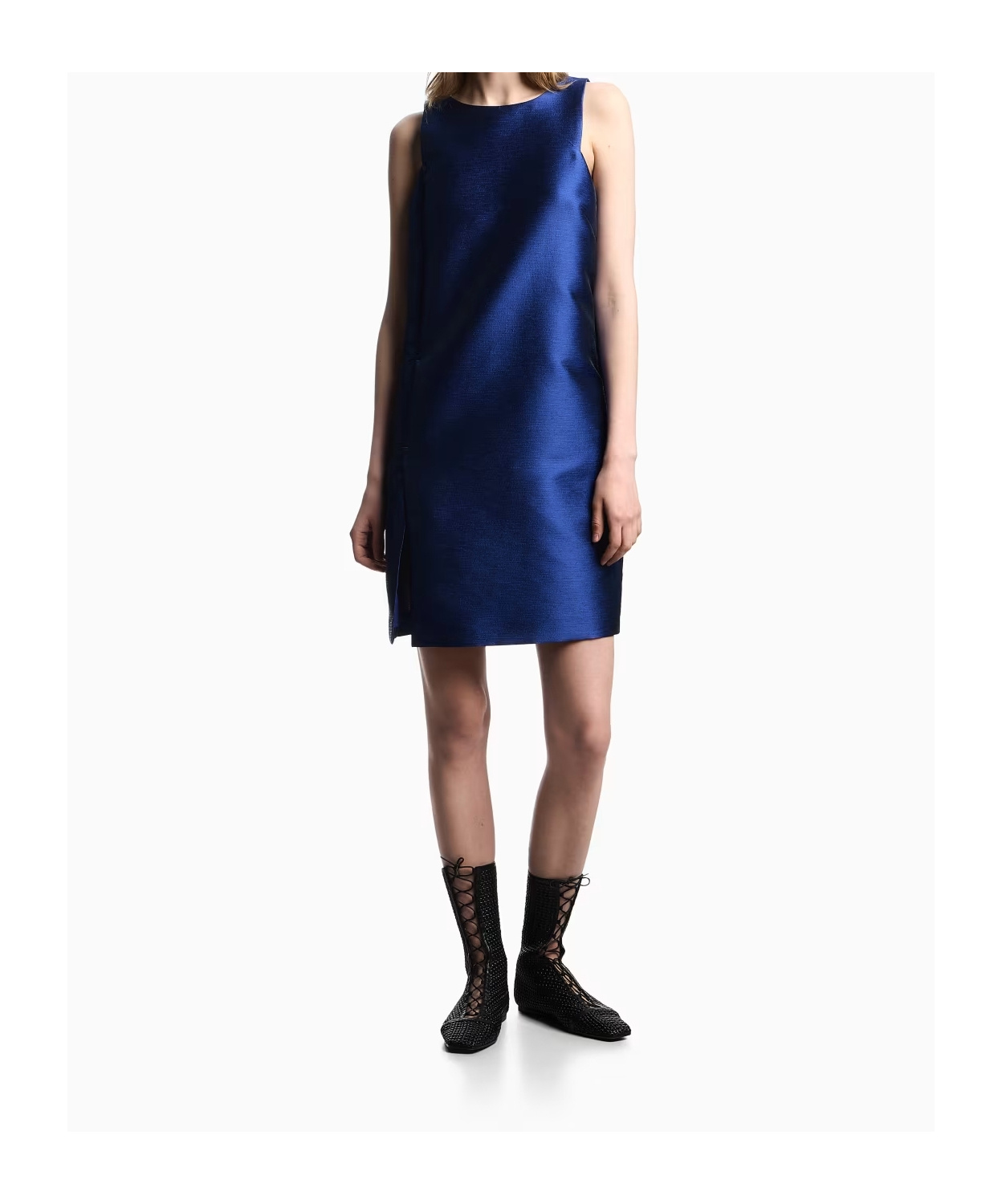 Emporio Armani Short Dress In Shantung-effect Fabric