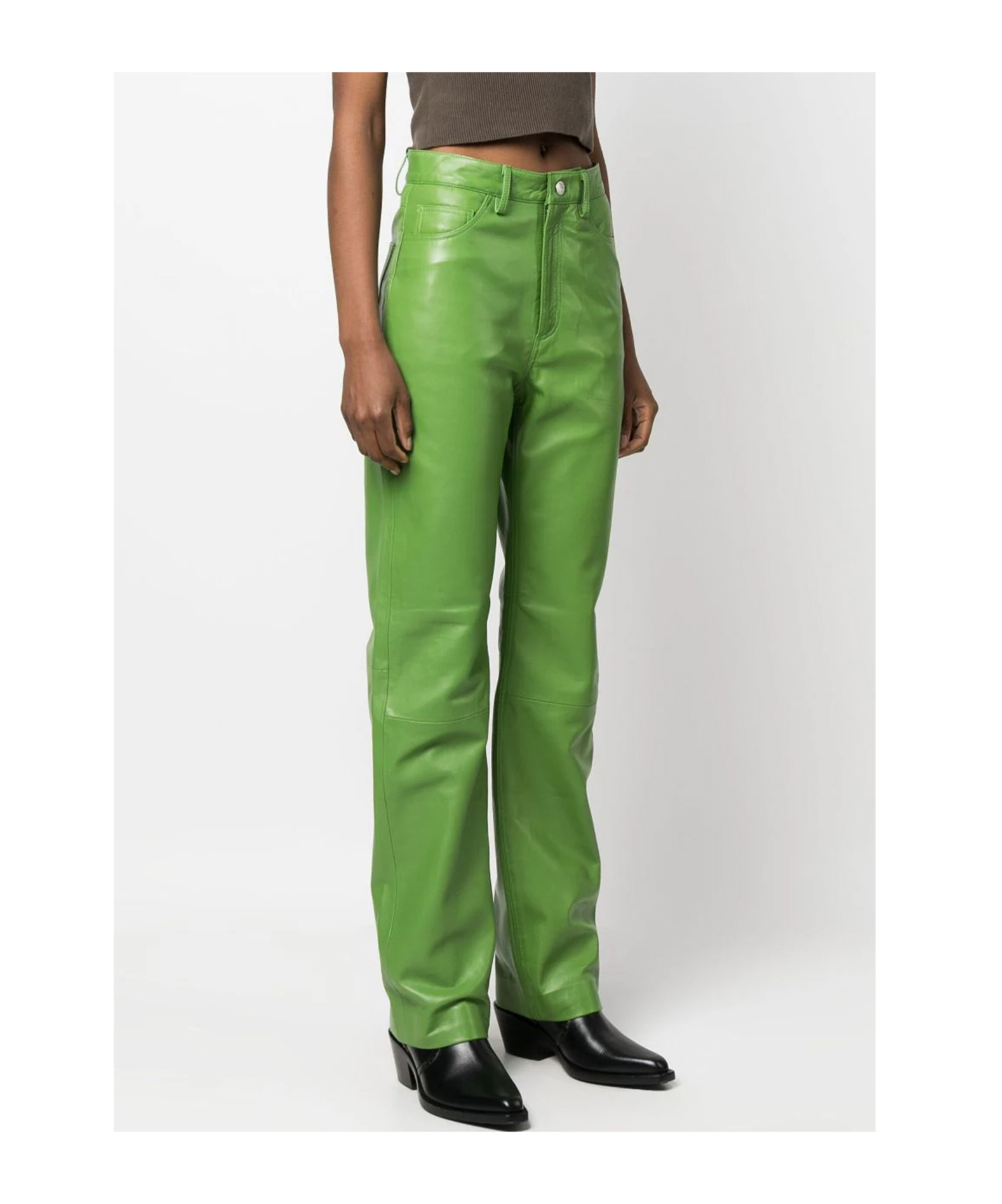 REMAIN BIRGER HIGH-WAIST LEATHER TROUSERS 