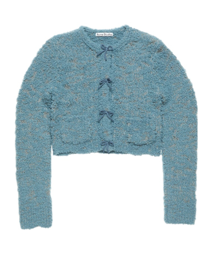 Acne Studios Bow-detail Cardigan In Blue