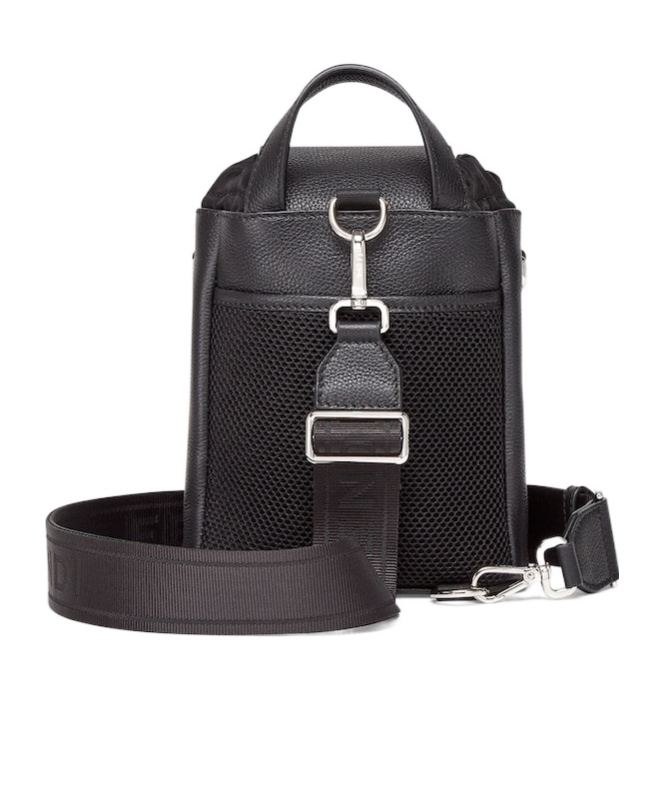 Fendi Roma Leather Strike Mini One-shoulder Backpack In Black Leather In Black