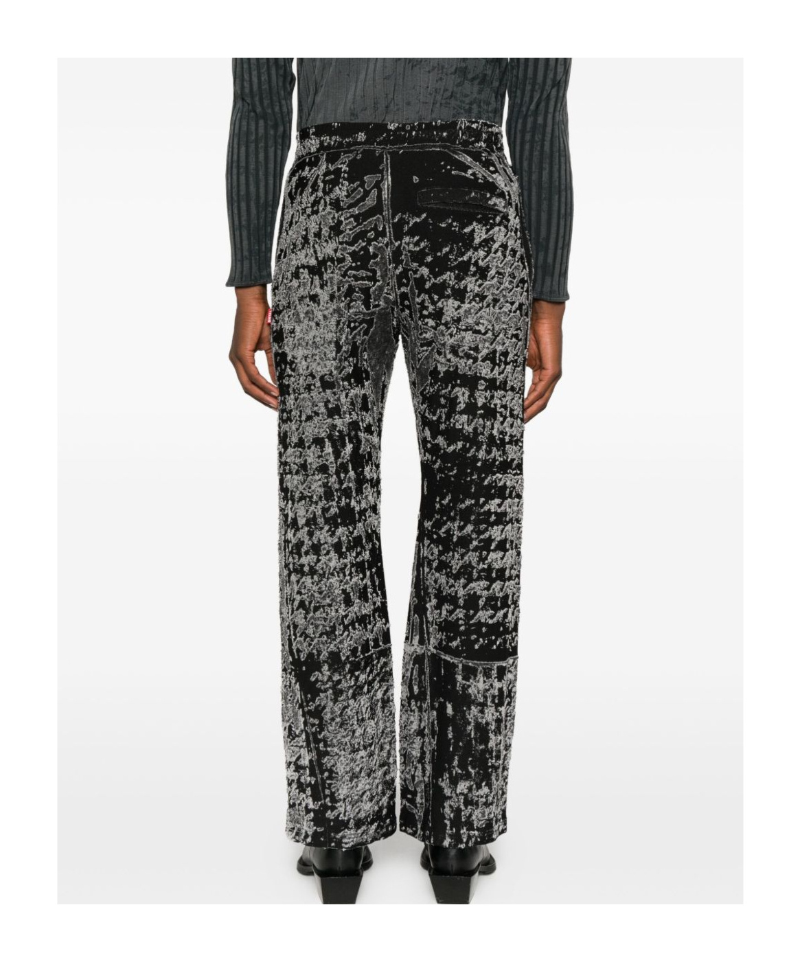 Diesel Wide Leg Velvet Trousers With Side Pockets In Black