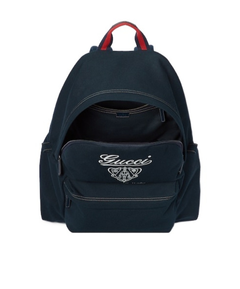 Gucci Medium Printed Canvas Backpack In Dark Blue