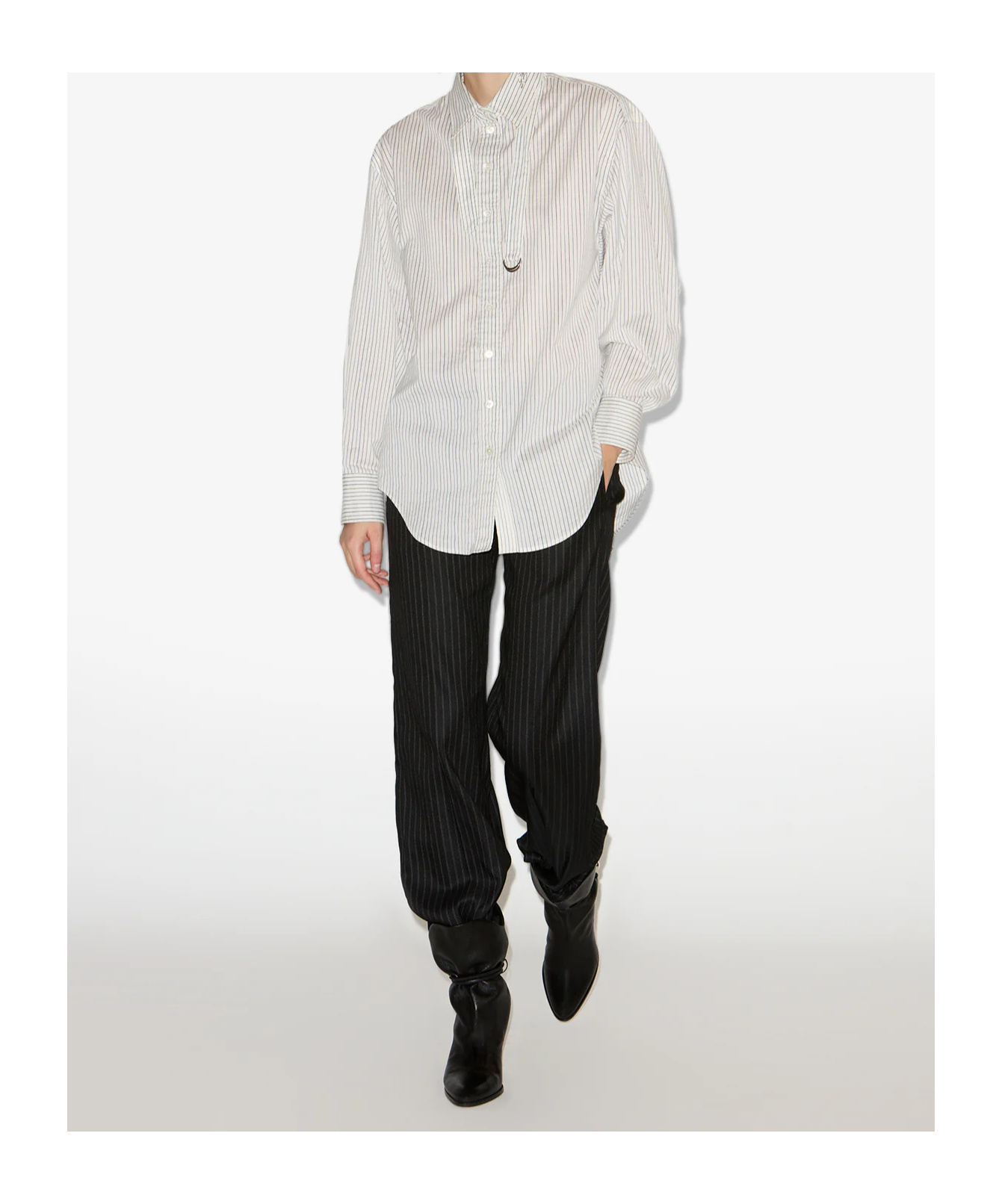 Isabel Marant Aurora Pinstriped Shirt In White