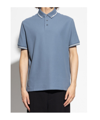 Emporio Armani Cotton Polo Shirt In Blue