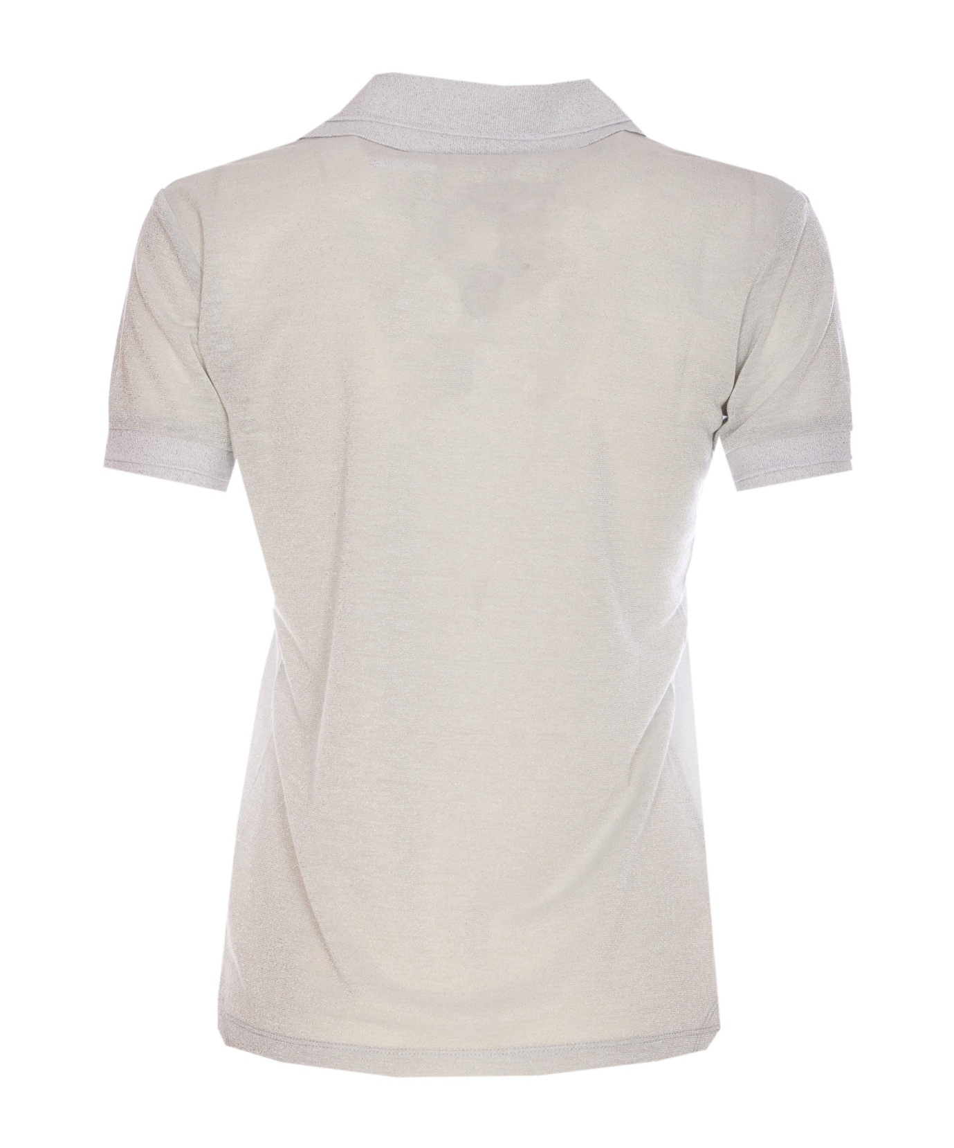 Shop Patrizia Pepe Lurex Polo Shirt In Silver-tone