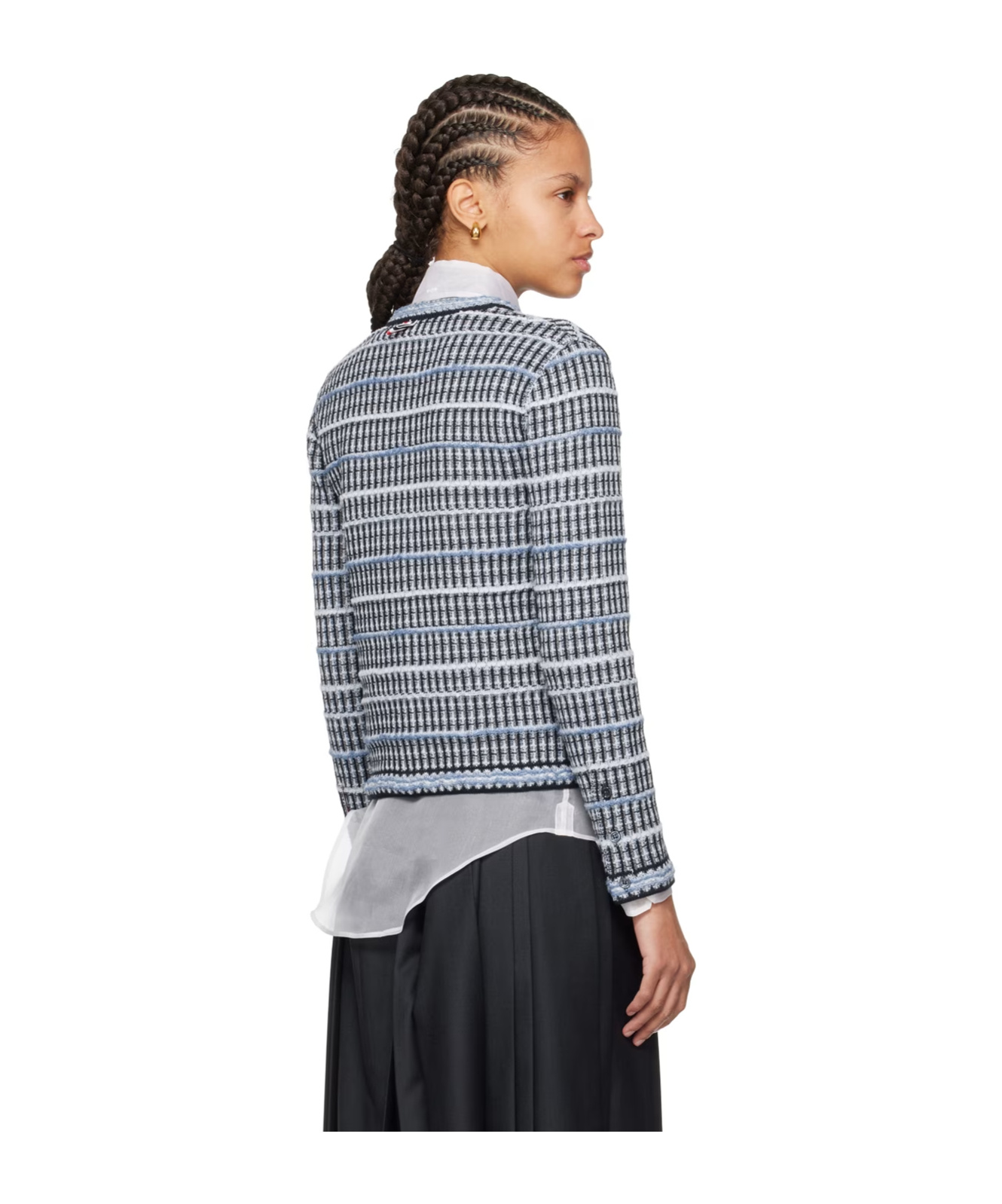 THOM BROWNE CREW-NECK TWEED CARDIGAN