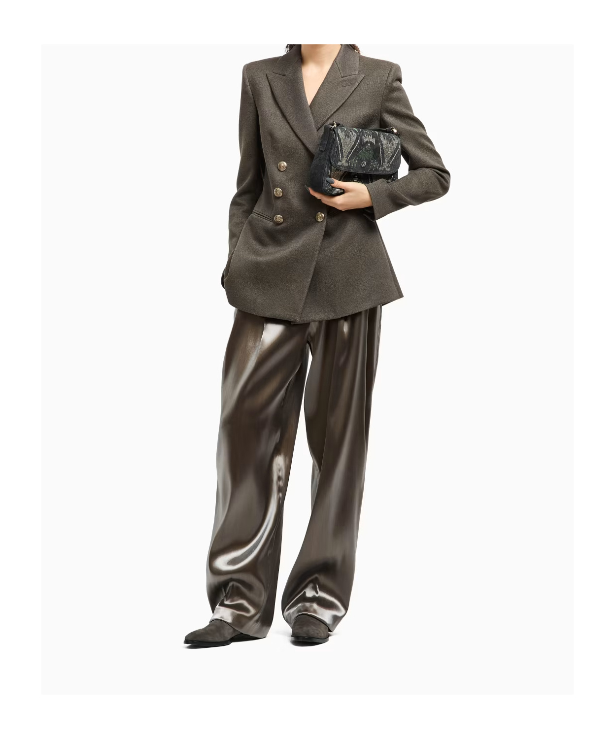 Giorgio Armani Double Breasted Blazer In Green