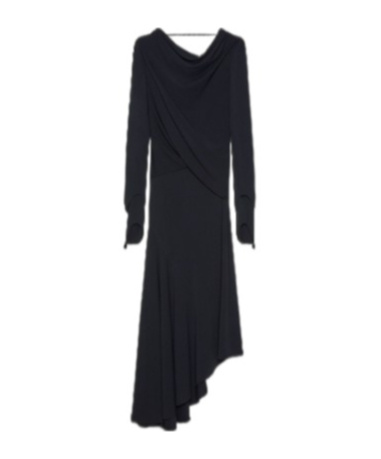 Givenchy Asymmetric Draped Midi Dress In Black