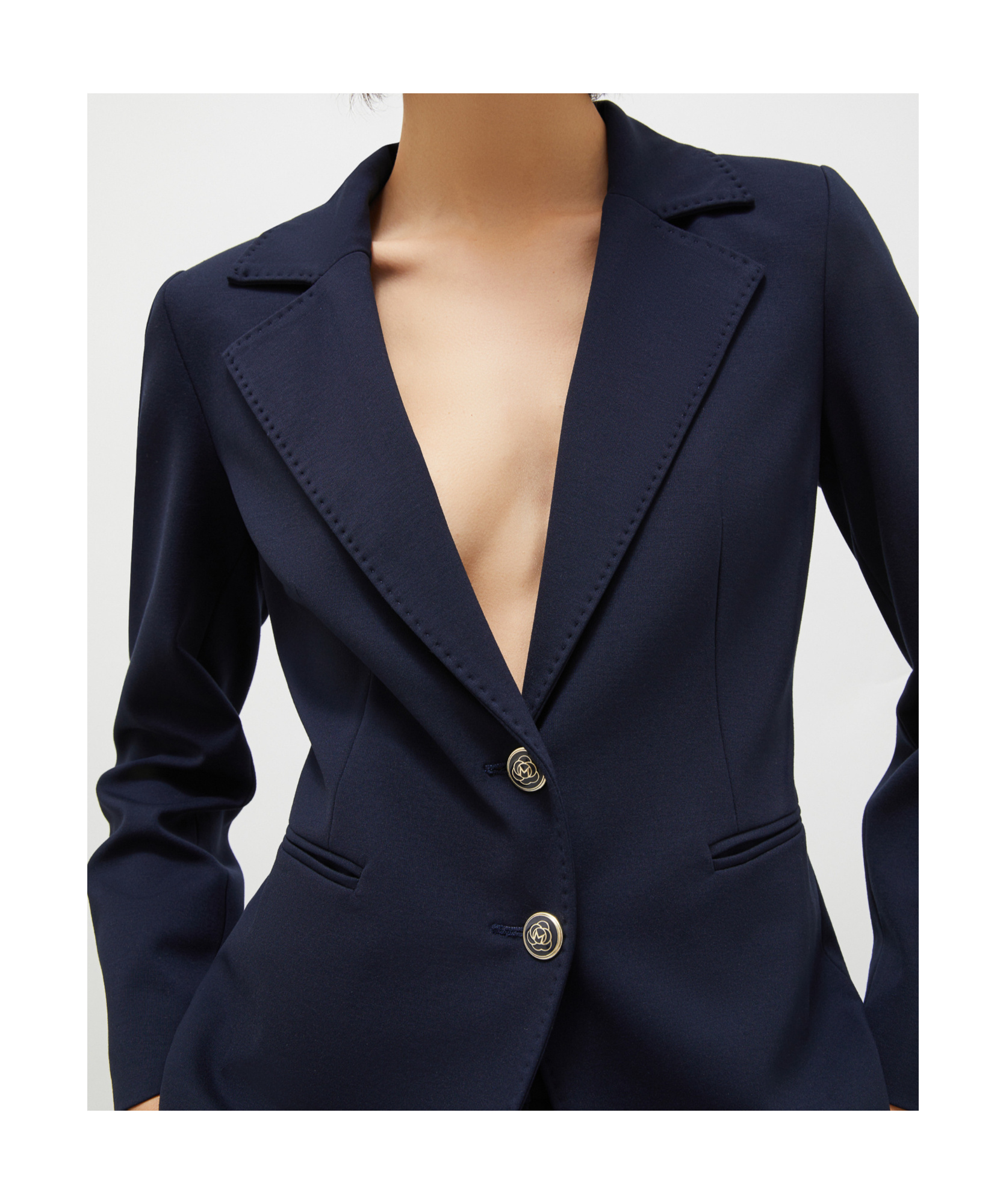 Marella Milano-knit Jersey Blazer - Navy In Black