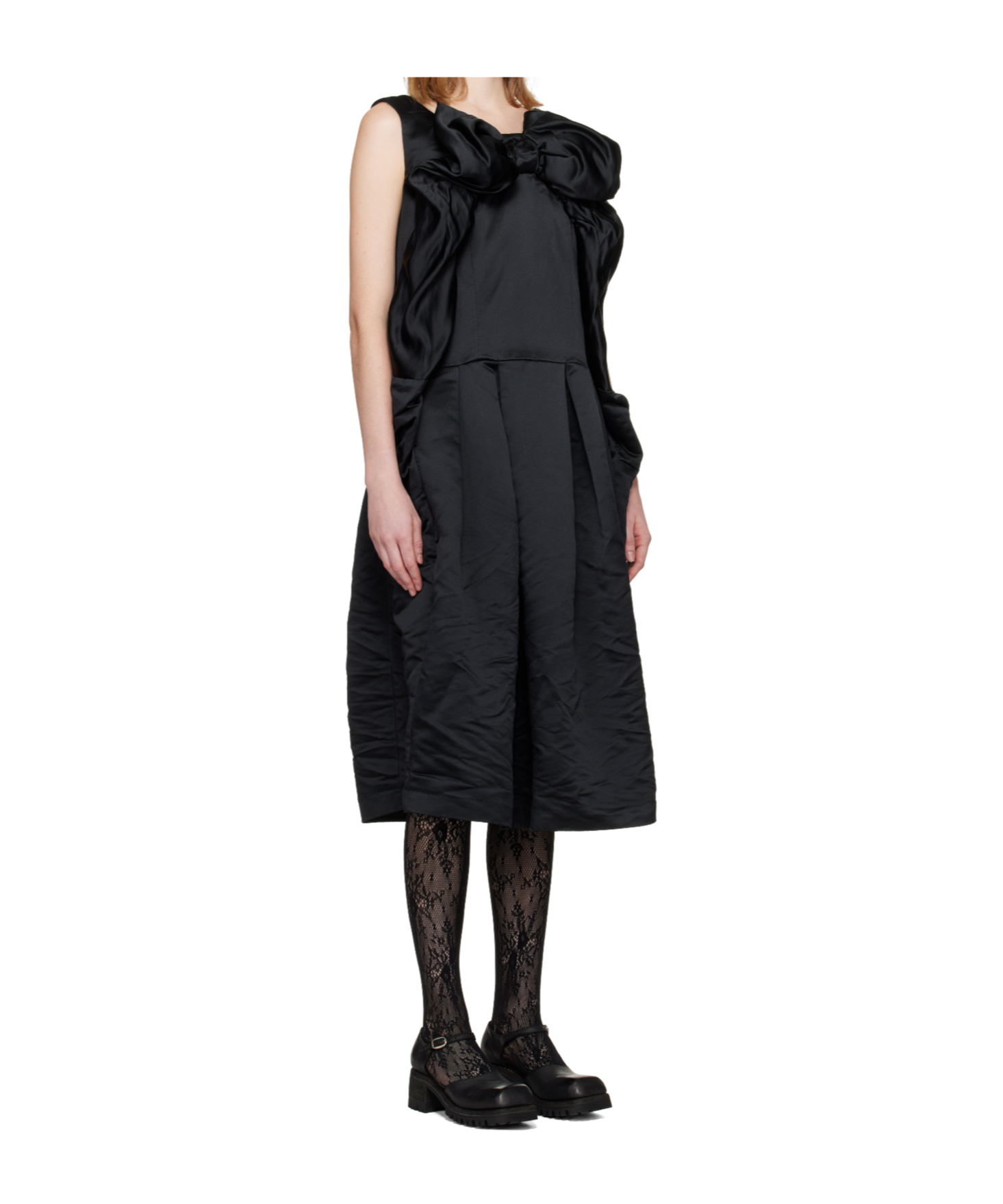 Comme Des Garçons Bow Midi Dress In Black