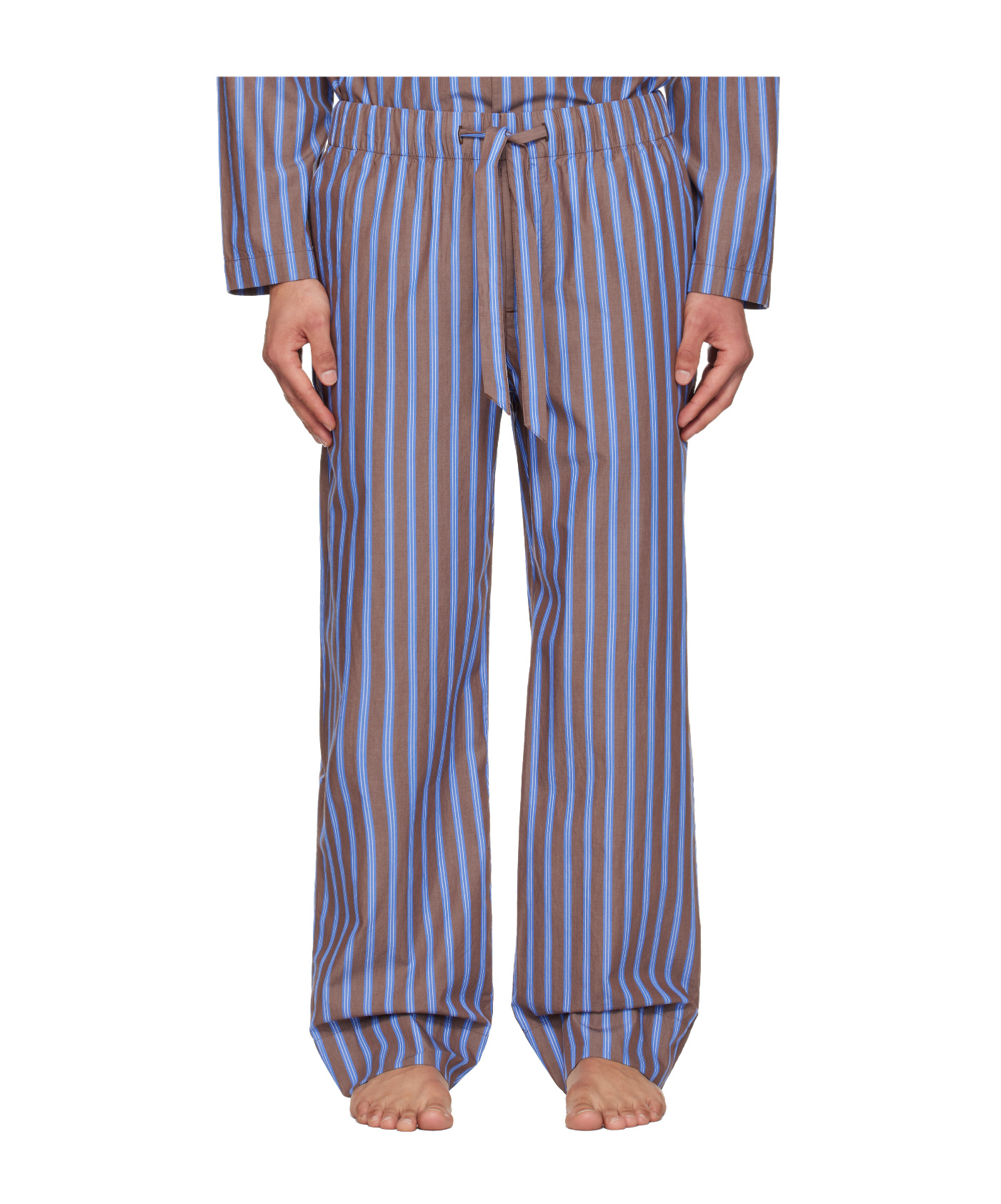 Tekla Drawstring Striped Pajama Pants In Purple