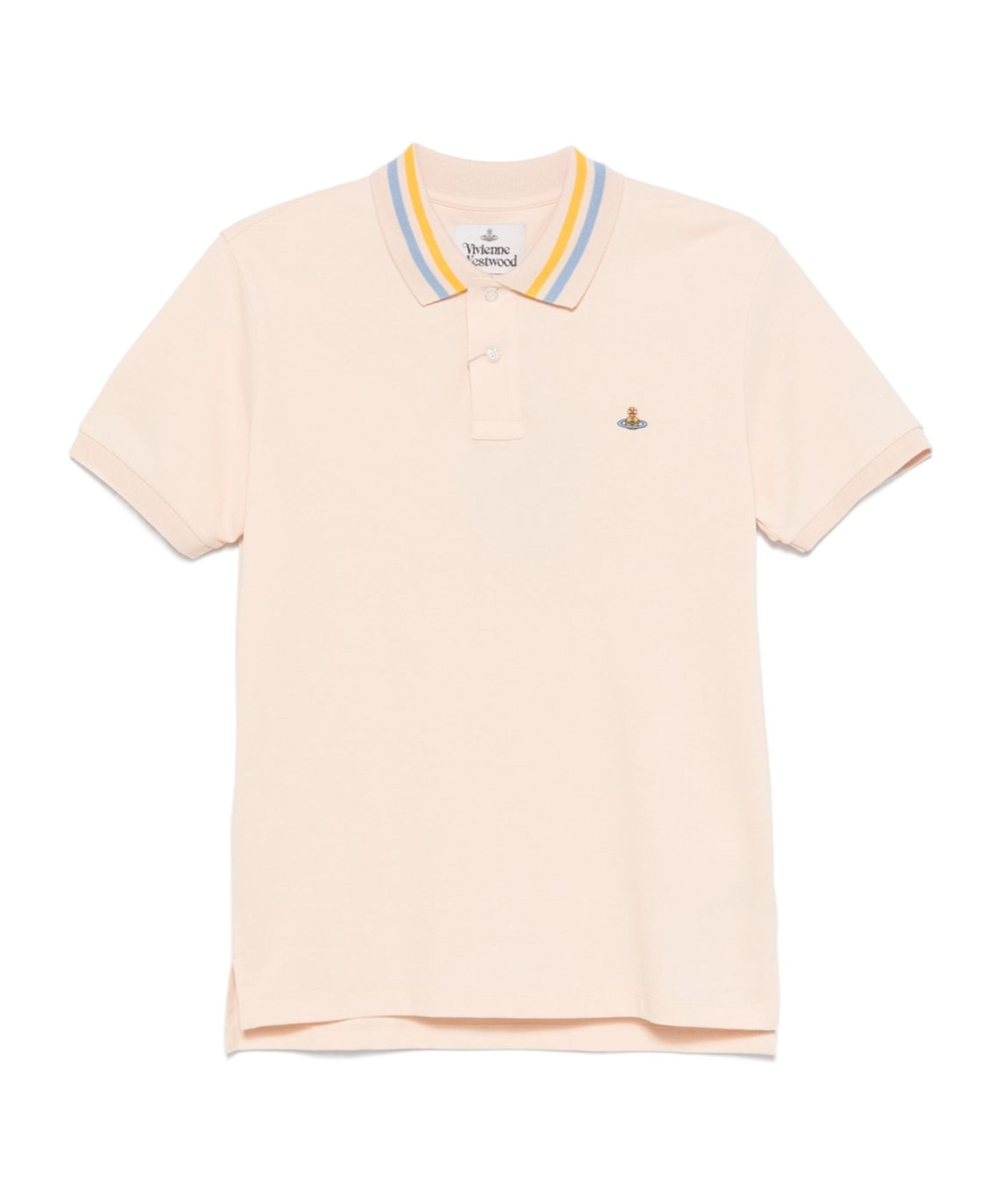 Vivienne Westwood Short Sleeve Polo Shirt With Stripe Detailing In Nude