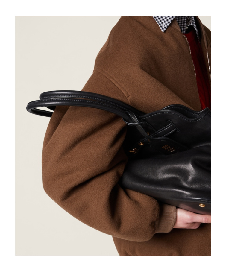 Miu Miu Long-sleeved Wool Casual Jacket In Brown