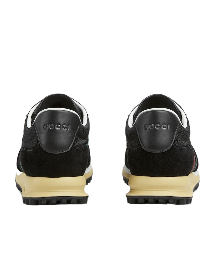 Gucci Round Toe Suede Panels Rubber Sole Sneakers In Multi