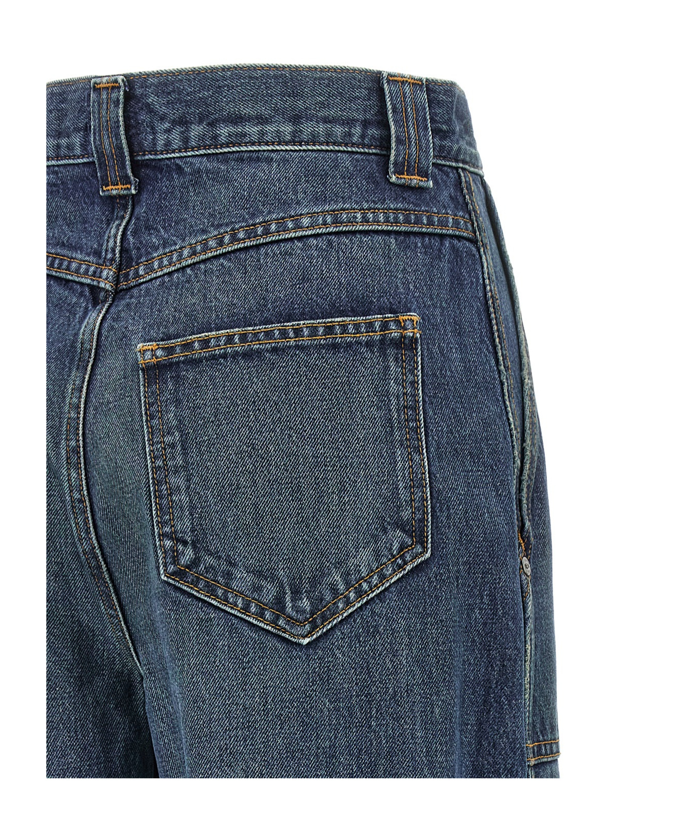 Khaite Hewey Cropped High-rise Wide-leg Jeans In Blue