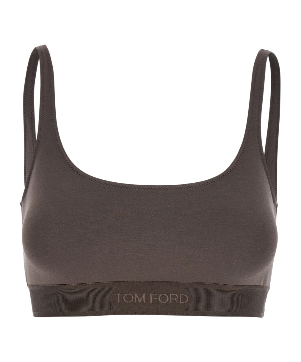 Tom Ford Logo Underband Bralette Bra In Gray