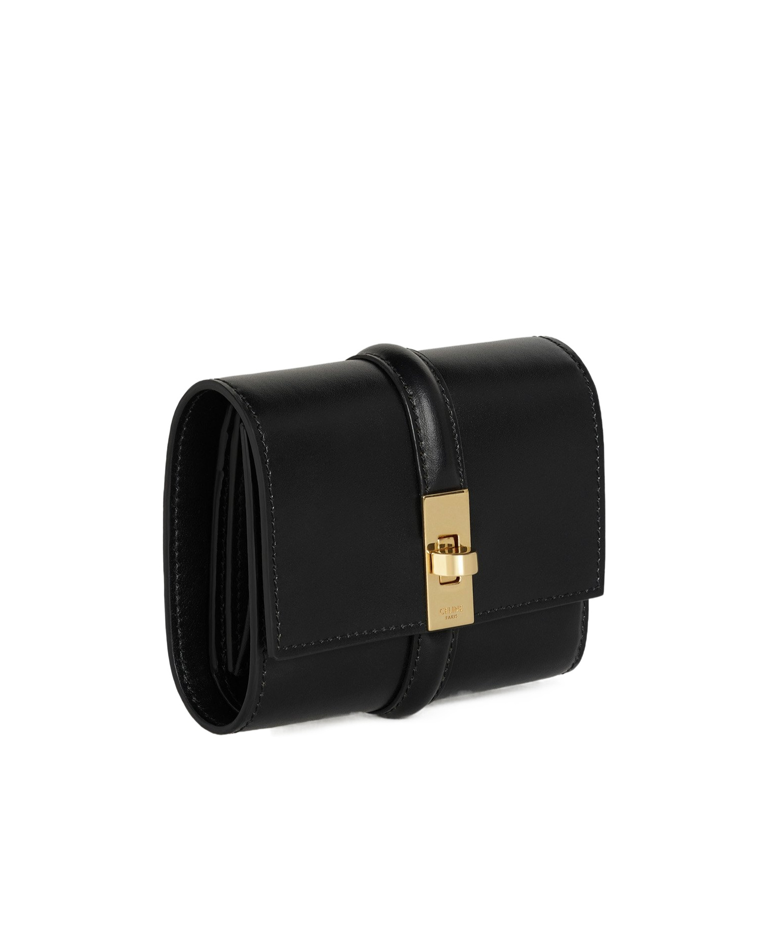 Celine Shiny Calfskin Wallet In Black