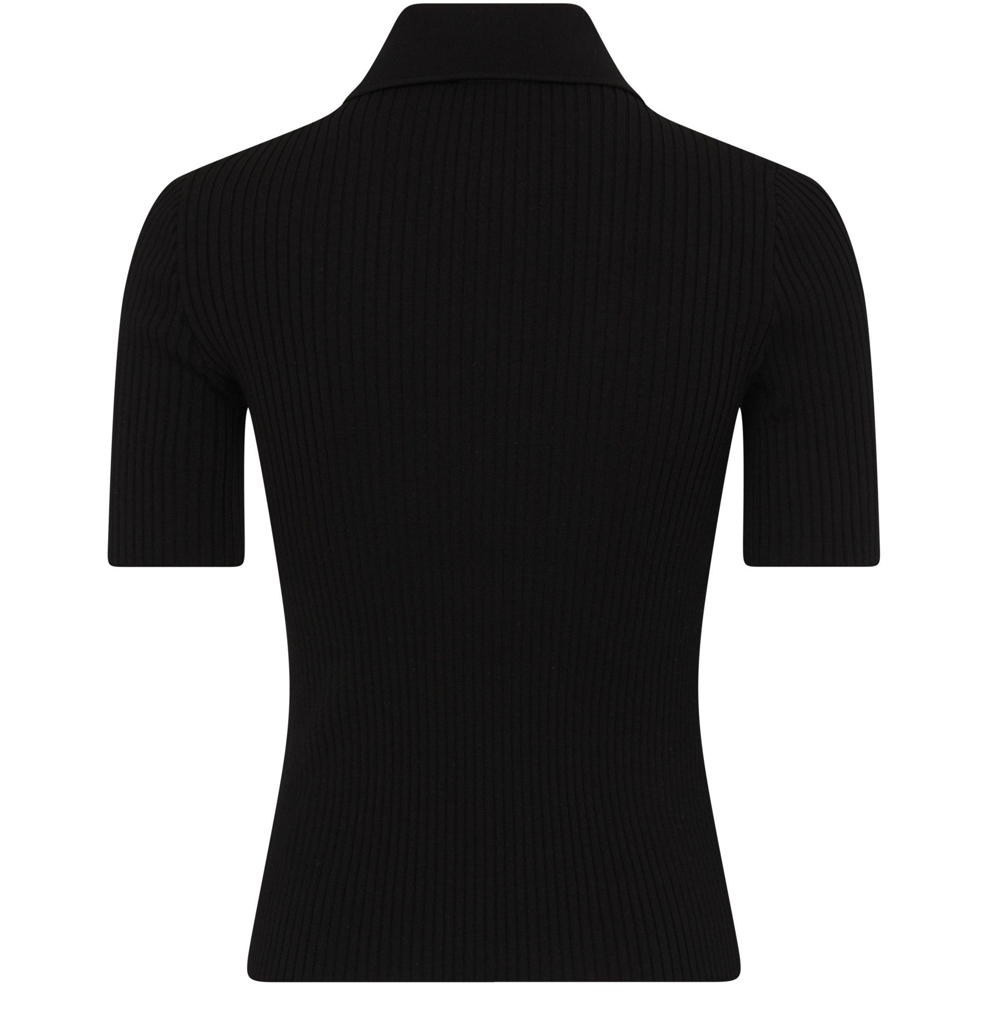 Shop Courrèges Signature Rib Knit Polo In Black
