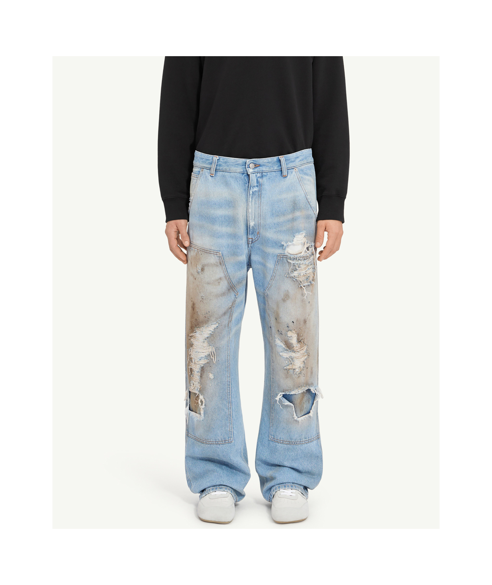 Mm6 Maison Margiela Mm6 By Maison Margiela Relaxed Fit High-waisted Distressed Jeans In Blue