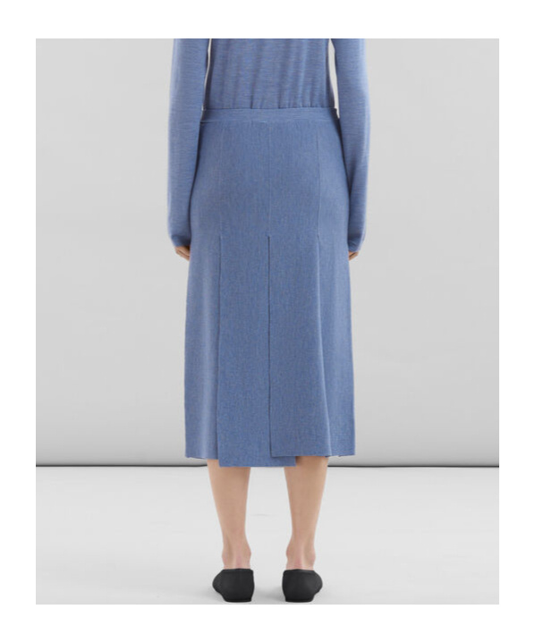 Marni Slit-detail Fine-knit Midi Skirt In Blue