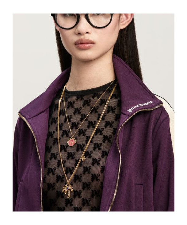 Palm Angels Purple Classic Logo Cropped Sweatshirt In Red