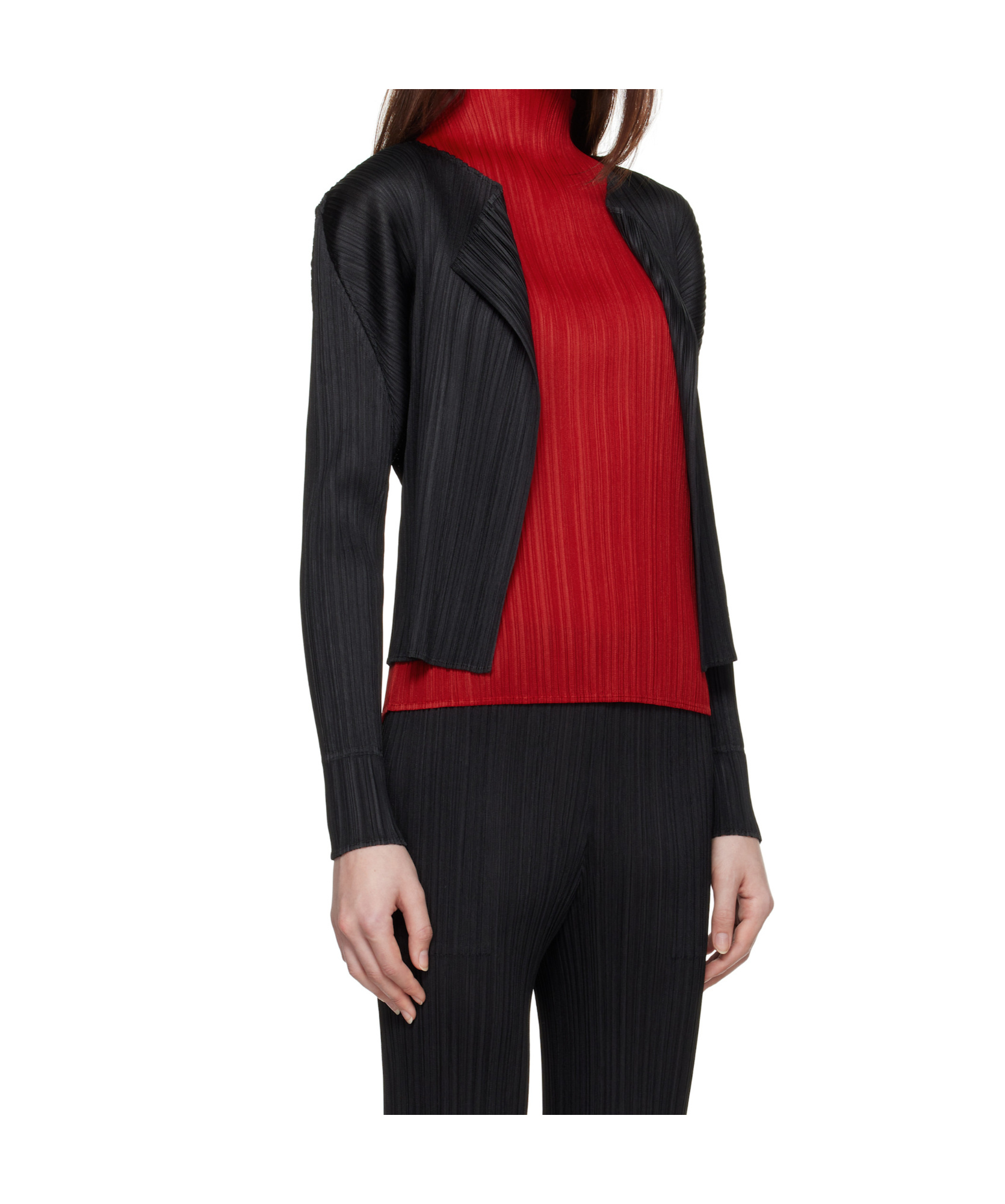 Issey Miyake Technical-pleated Cardigan In Black
