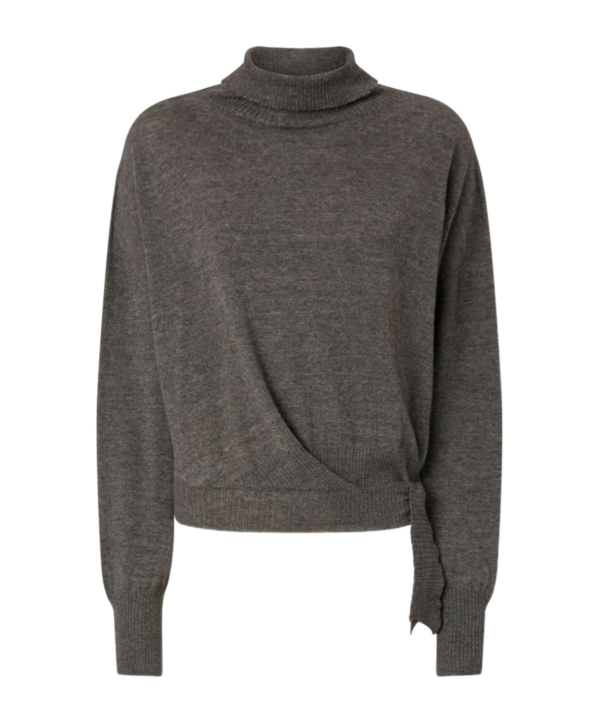 Pinko Knit Polo-neck Sweater In Gray